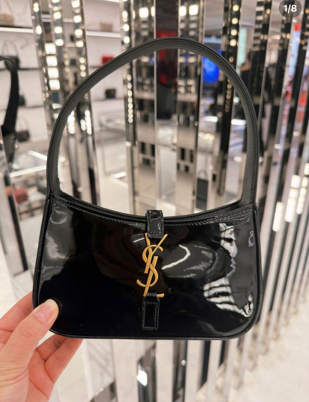 Le5a7 YSL Kelly Shiny Leather Bag