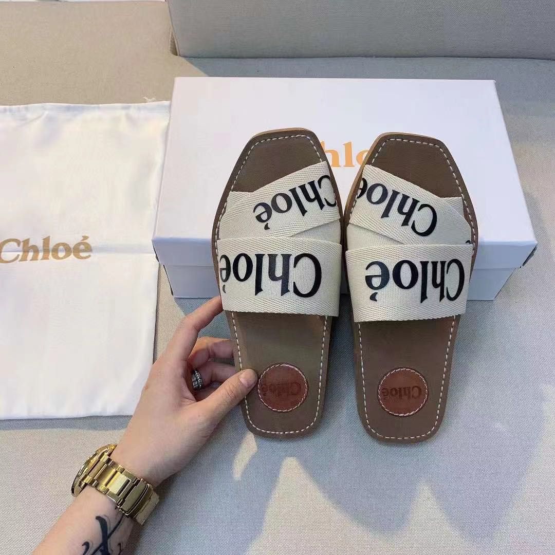 CHL Canvas Logo Ribbon Flat Sandals