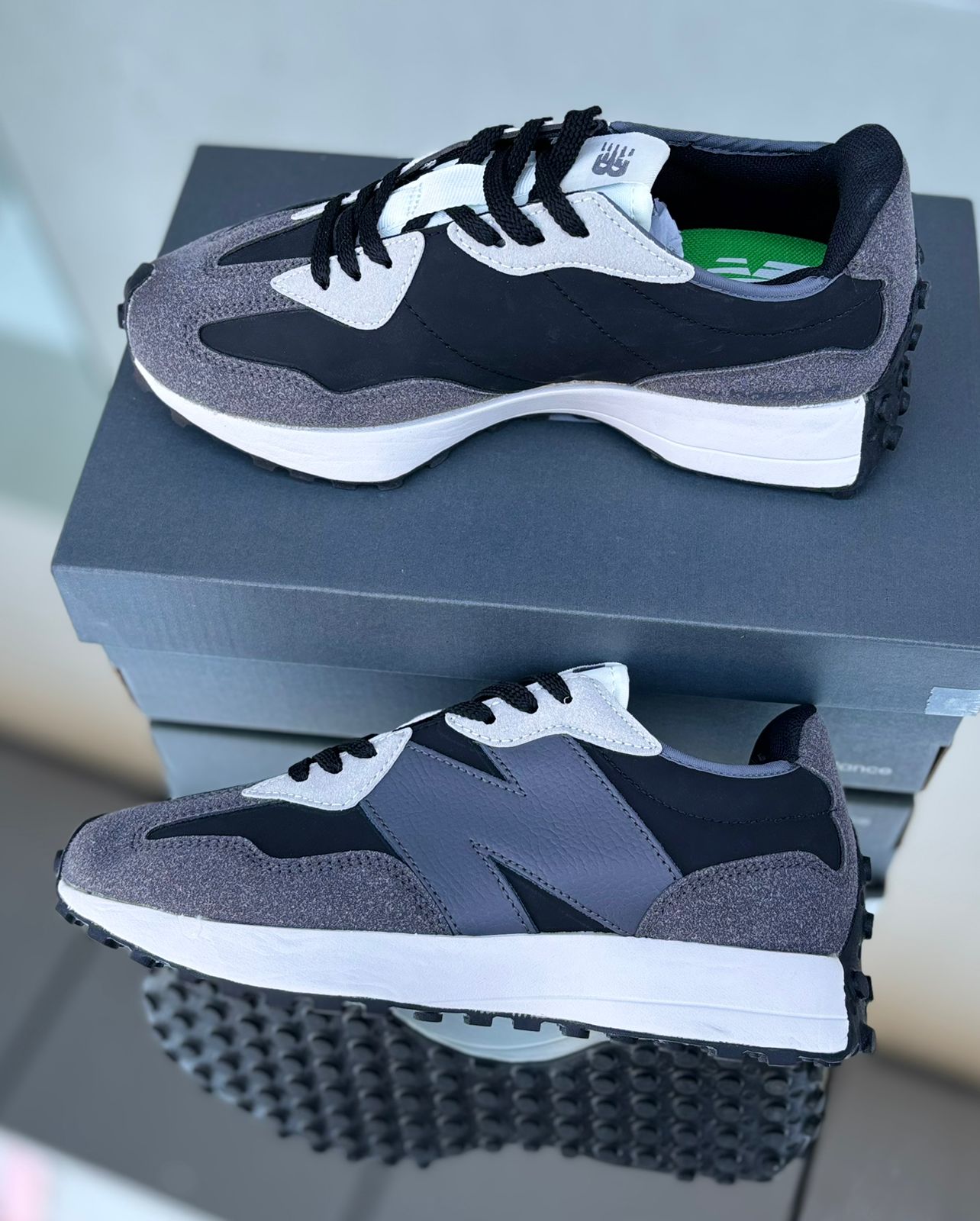 New Balance 327 Mesh & Suede Logo Sneakers