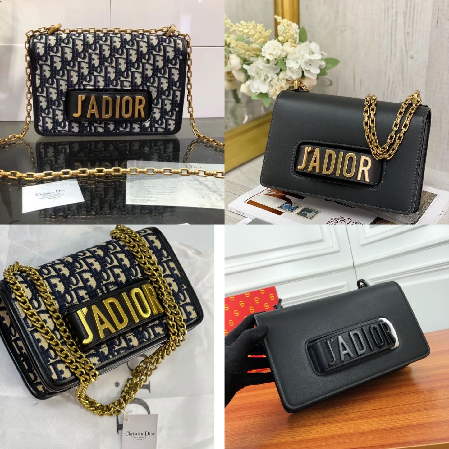 š Black Leather Jāadior Flap Chain Bag