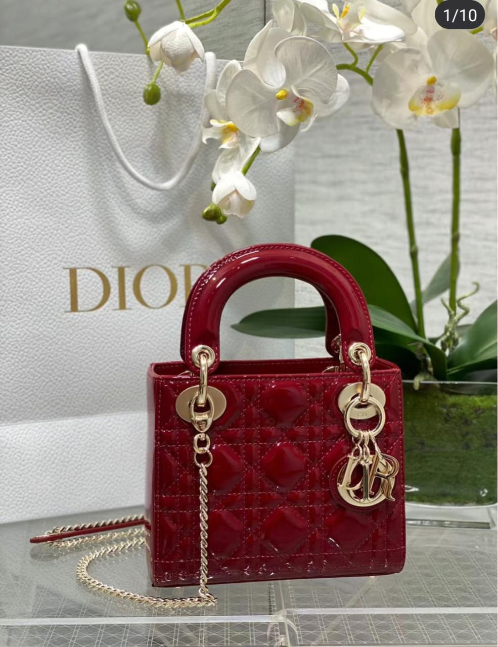 C.D Lady Dior Mini Shiny Chain Bag