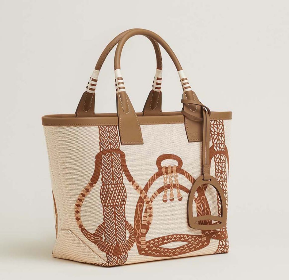 H Steeple Bag In Canvas & Calfskin Leather