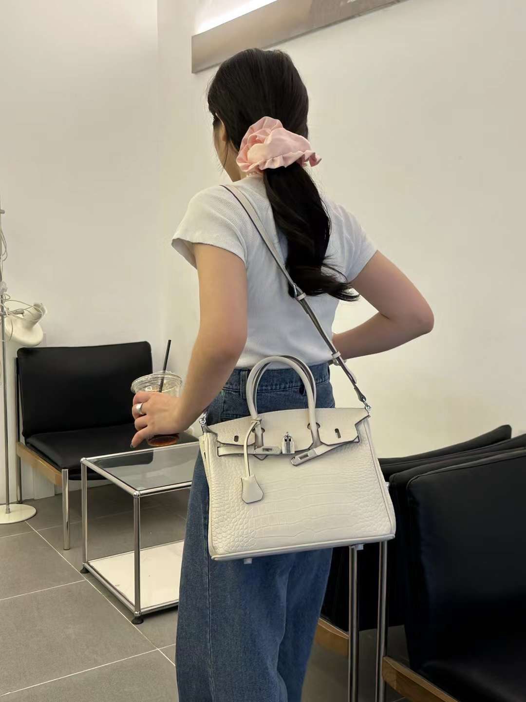 š Shiny Crocodile Leather Palladium Hardware Bag 25cm