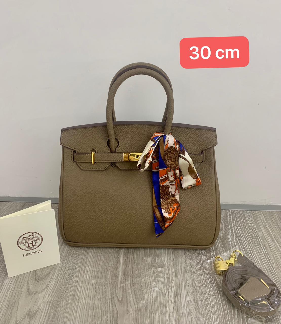 H Clemence Togo Leather Gold Finish Bag 30cm