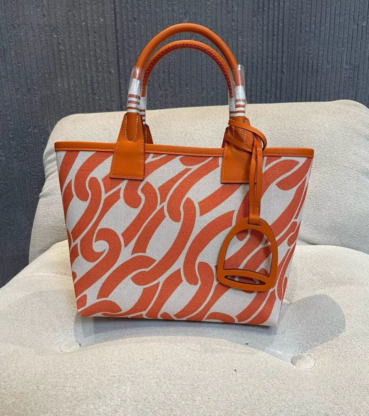 H Steeple Bag In Canvas & Calfskin Leather