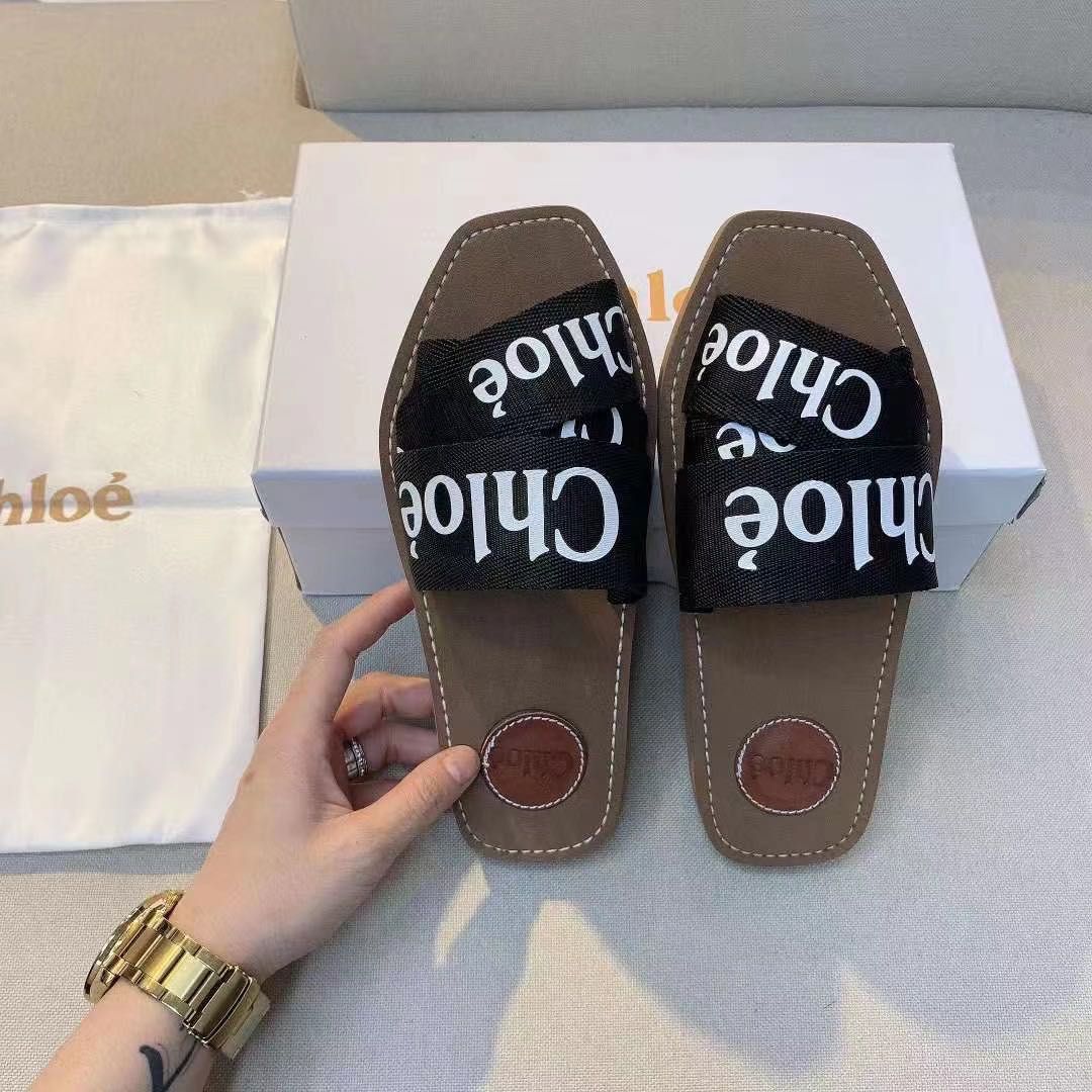CHL Canvas Logo Ribbon Flat Sandals