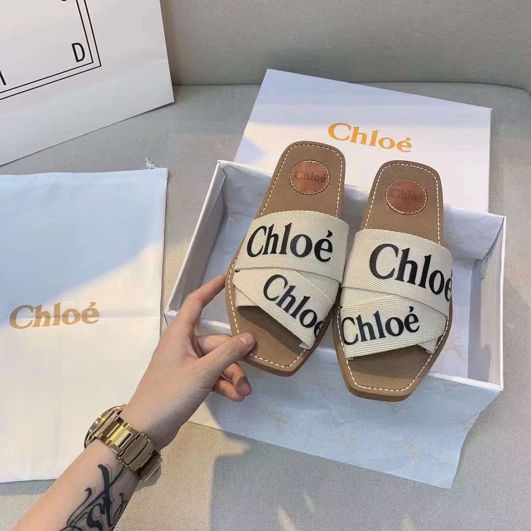 CHL Canvas Logo Ribbon Flat Sandals