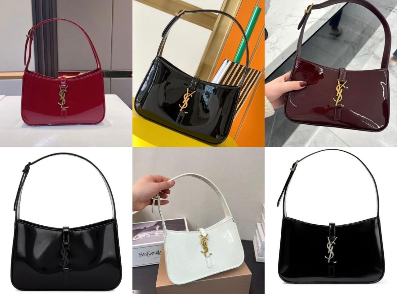 Le5a7 YSL Kelly Shiny Leather Bag