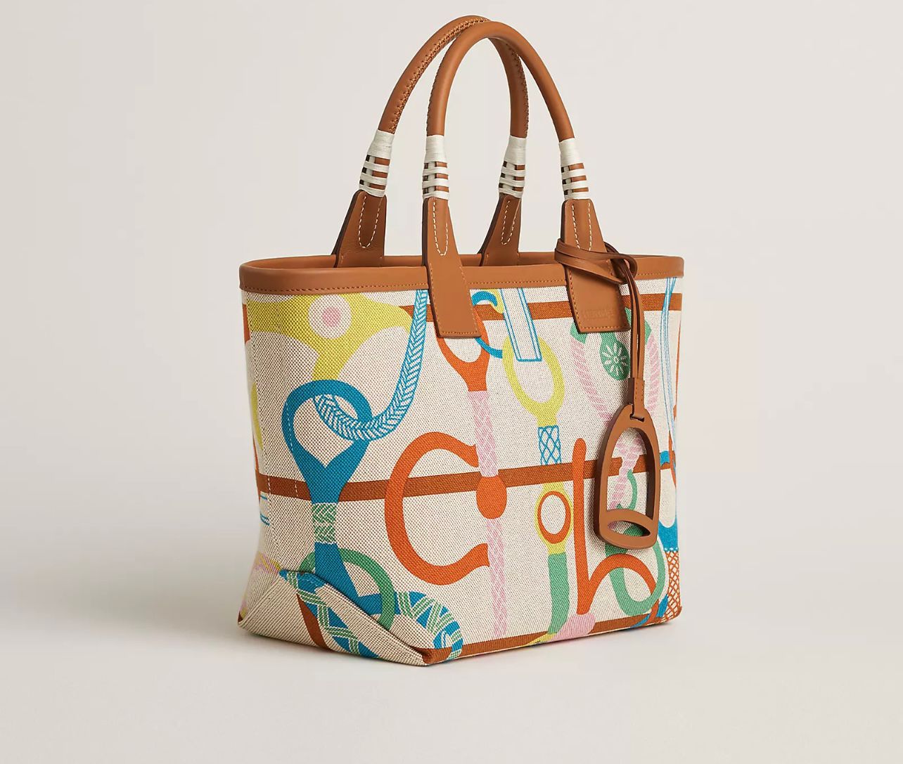 H Steeple Bag In Canvas & Calfskin Leather
