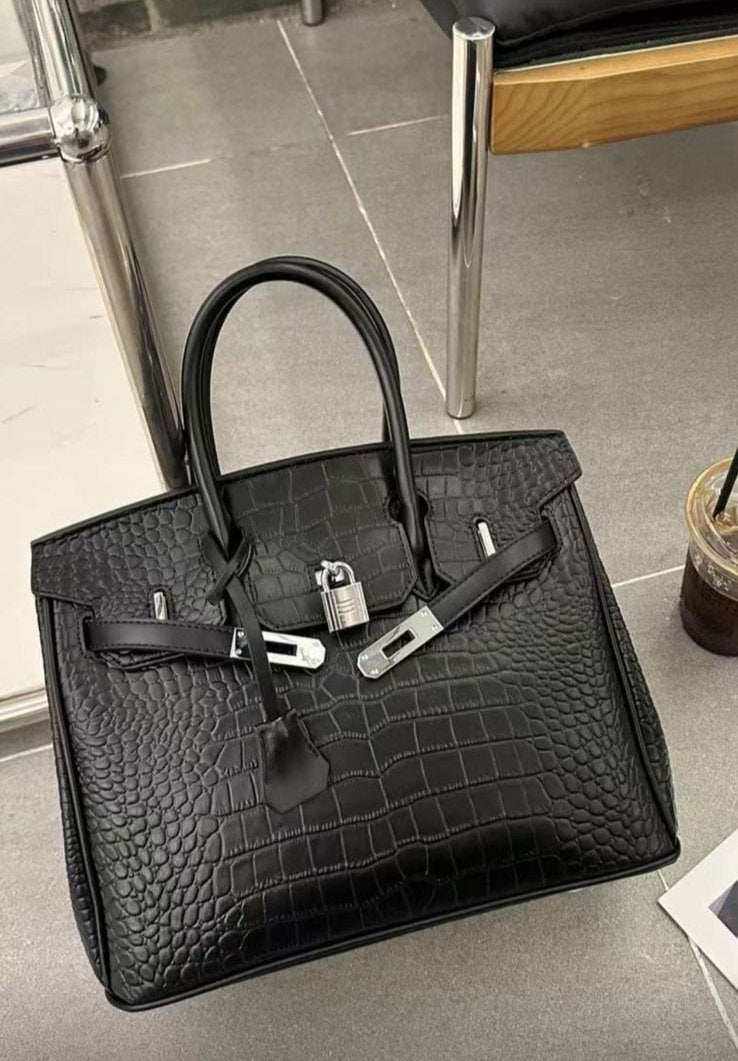 š Shiny Crocodile Leather Palladium Hardware Bag 25cm