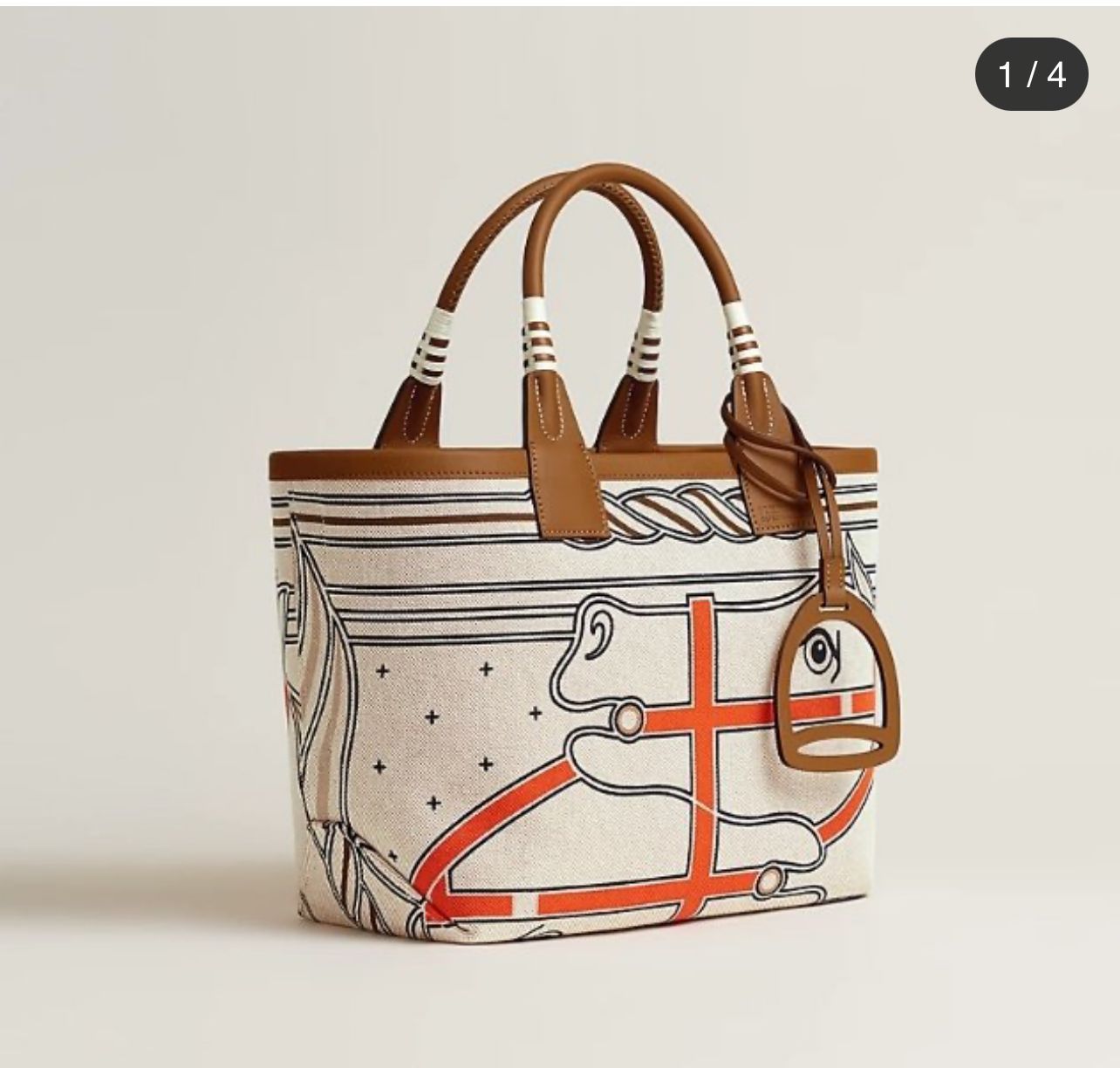 H Steeple Bag In Canvas & Calfskin Leather