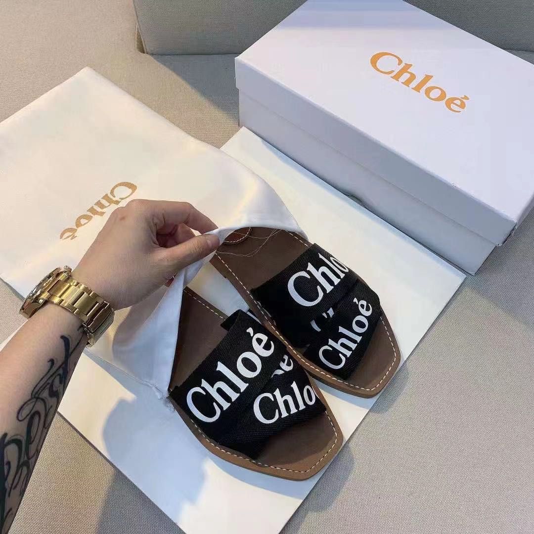 CHL Canvas Logo Ribbon Flat Sandals