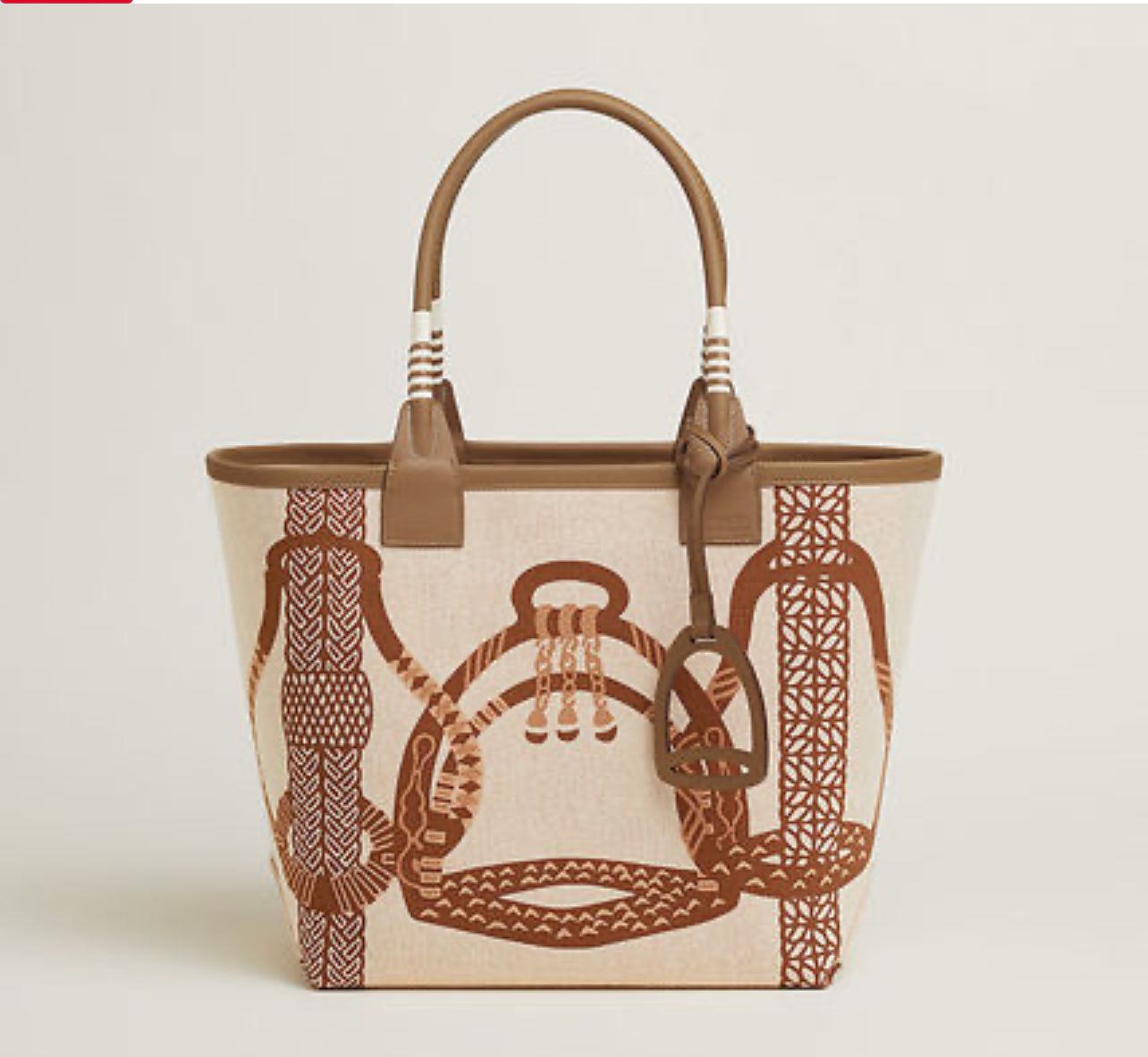 H Steeple Bag In Canvas & Calfskin Leather