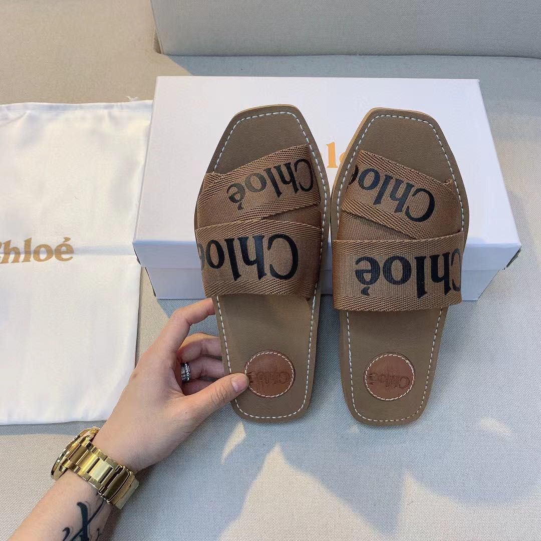 CHL Canvas Logo Ribbon Flat Sandals