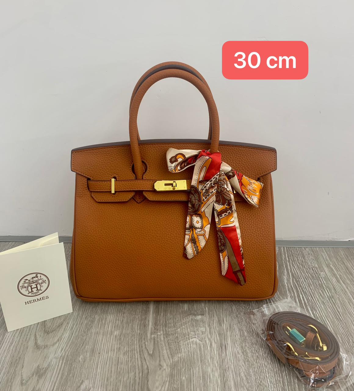 H Clemence Togo Leather Gold Finish Bag 30cm