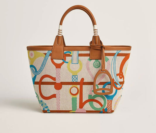 H Steeple Bag In Canvas & Calfskin Leather