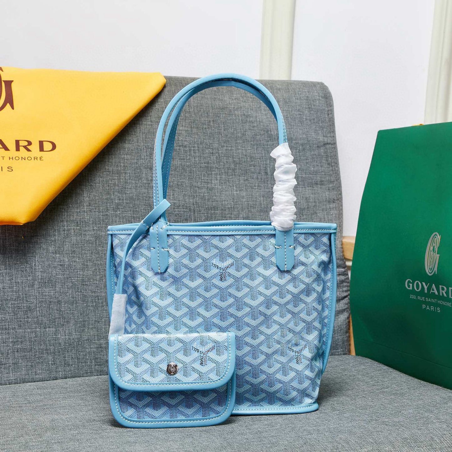 𝐆 Coated Canvas Mini Tote Bag With Pouch