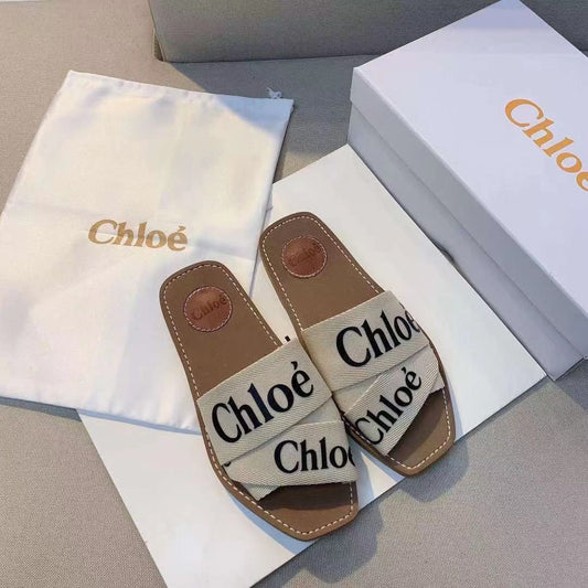 CHL Canvas Logo Ribbon  Flat Sandals