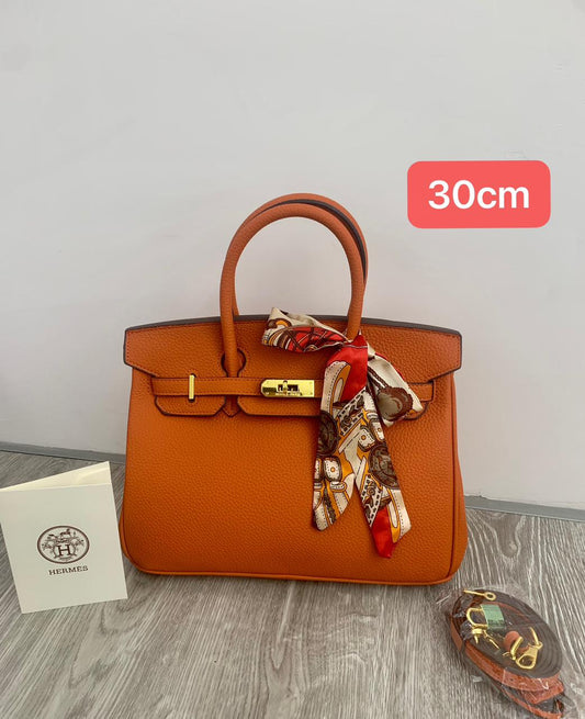 H Clemence Togo Leather Gold Finish Bag 30cm